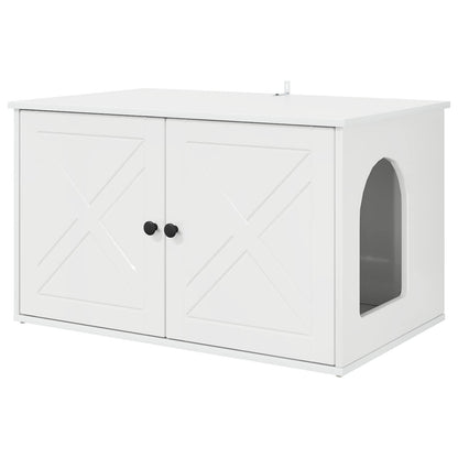 Cat House Gloss White 85 x 55 x 50 cm Engineered Wood