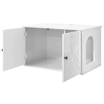 Cat House Gloss White 85 x 55 x 50 cm Engineered Wood