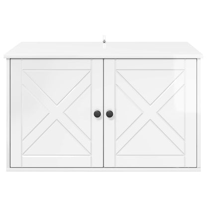 Cat House Gloss White 85 x 55 x 50 cm Engineered Wood