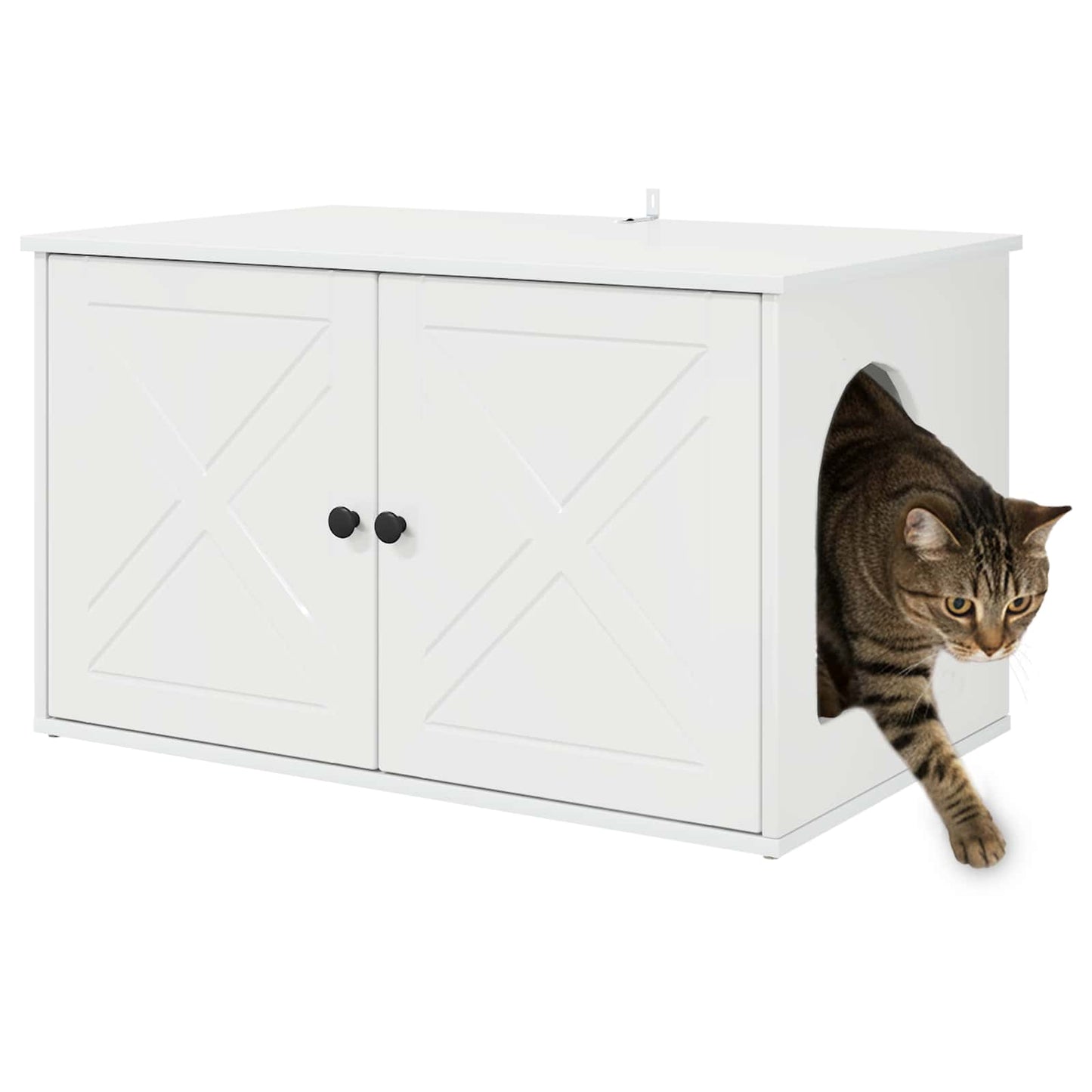 Cat House Gloss White 85 x 55 x 50 cm Engineered Wood