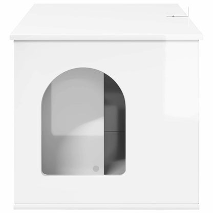 Cat House Gloss White 85 x 55 x 50 cm Engineered Wood