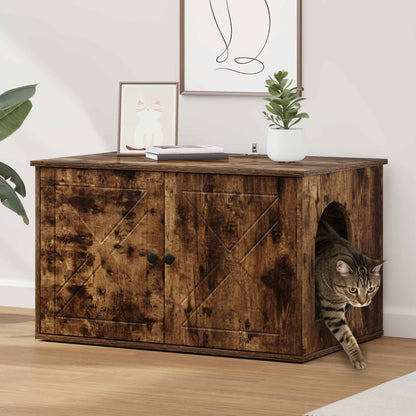 Cat House Smoked Oak 85 x 55 x 50 cm Engineered Wood