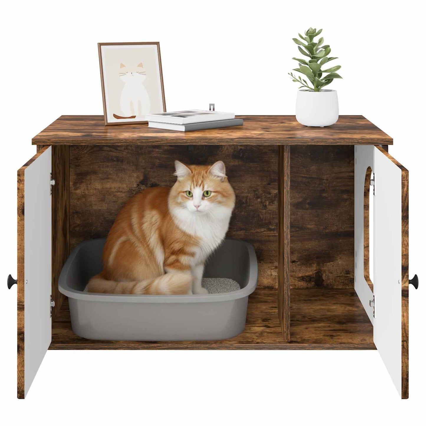 Cat House Smoked Oak 85 x 55 x 50 cm Engineered Wood