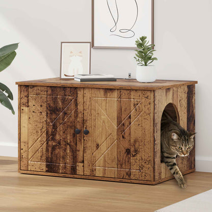 Cat House Old Wood 85 x 55 x 50 cm Engineered Wood