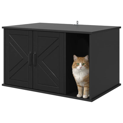 Cat House Black 85 x 55 x 50 cm Engineered Wood