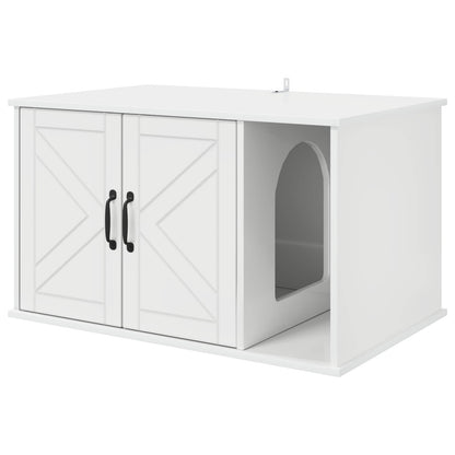 Cat House Gloss White 85 x 55 x 50 cm Engineered Wood
