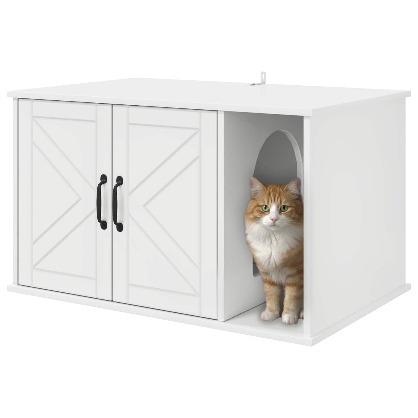 Cat House Gloss White 85 x 55 x 50 cm Engineered Wood