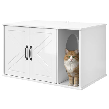 Cat House Gloss White 85 x 55 x 50 cm Engineered Wood