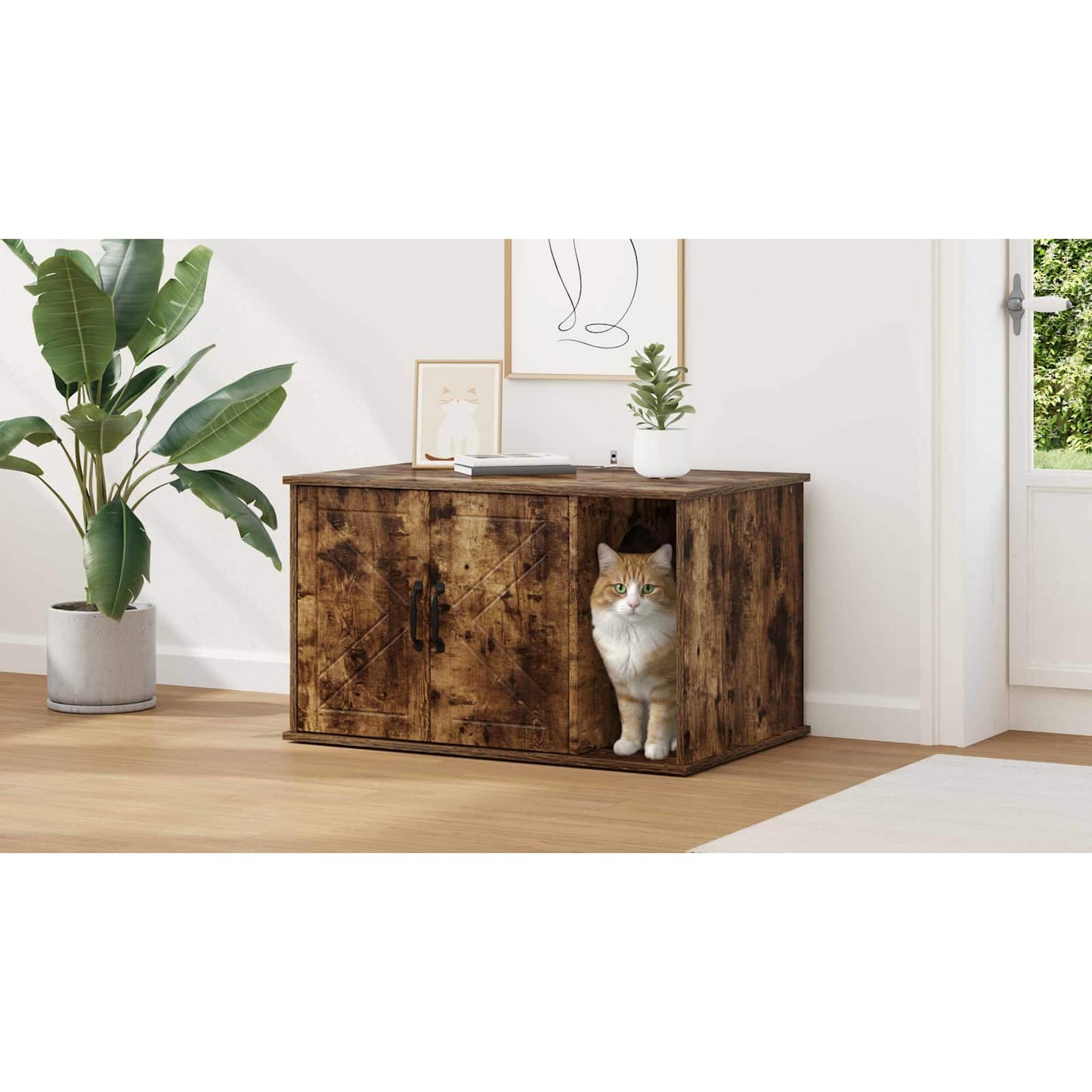 Cat House Smoked Oak 85 x 55 x 50 cm Engineered Wood