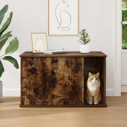 Cat House Smoked Oak 85 x 55 x 50 cm Engineered Wood
