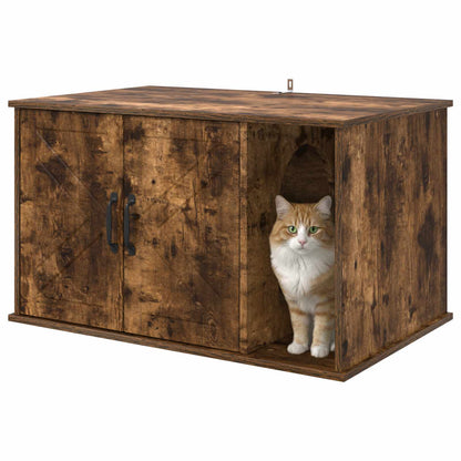 Cat House Smoked Oak 85 x 55 x 50 cm Engineered Wood