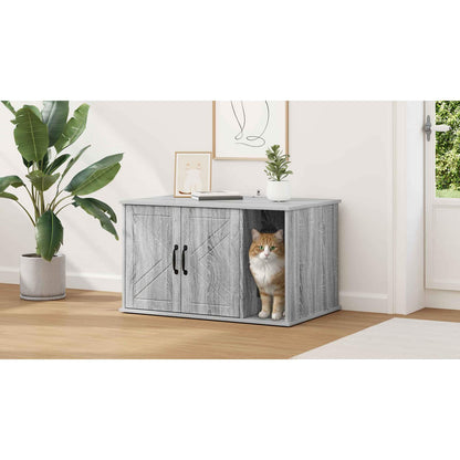 Cat House Grey Sonoma 85 x 55 x 50 cm Engineered Wood