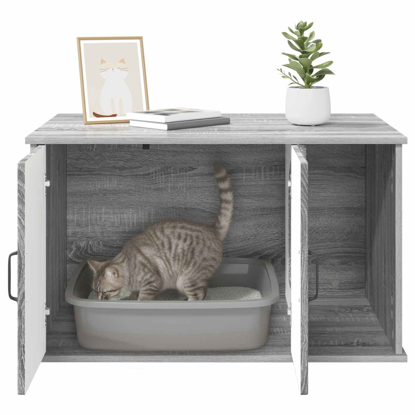 Cat House Grey Sonoma 85 x 55 x 50 cm Engineered Wood