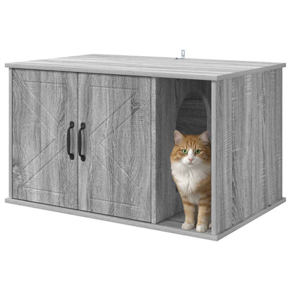 Cat House Grey Sonoma 85 x 55 x 50 cm Engineered Wood