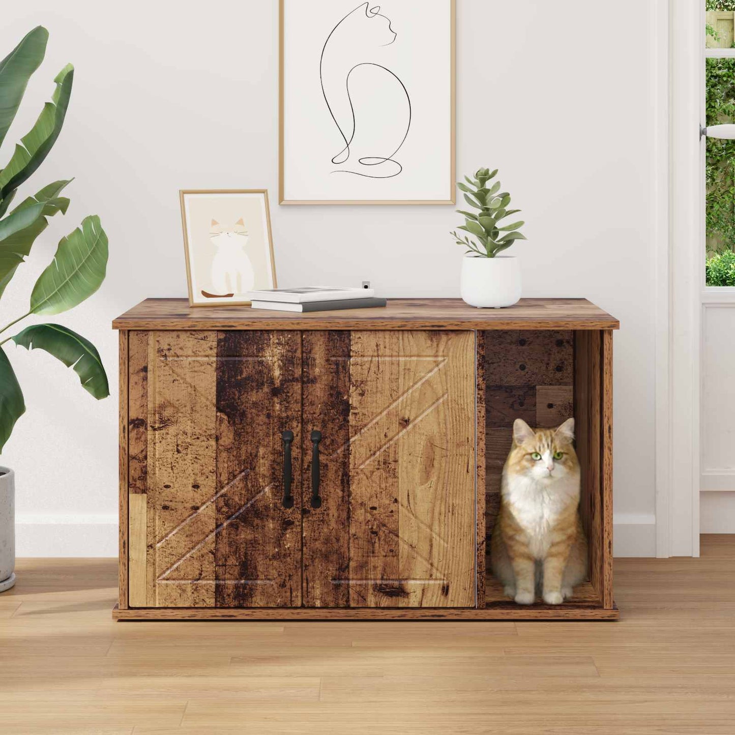 Cat House Old Wood 85 x 55 x 50 cm Engineered Wood