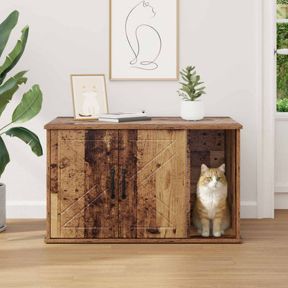 Cat House Old Wood 85 x 55 x 50 cm Engineered Wood