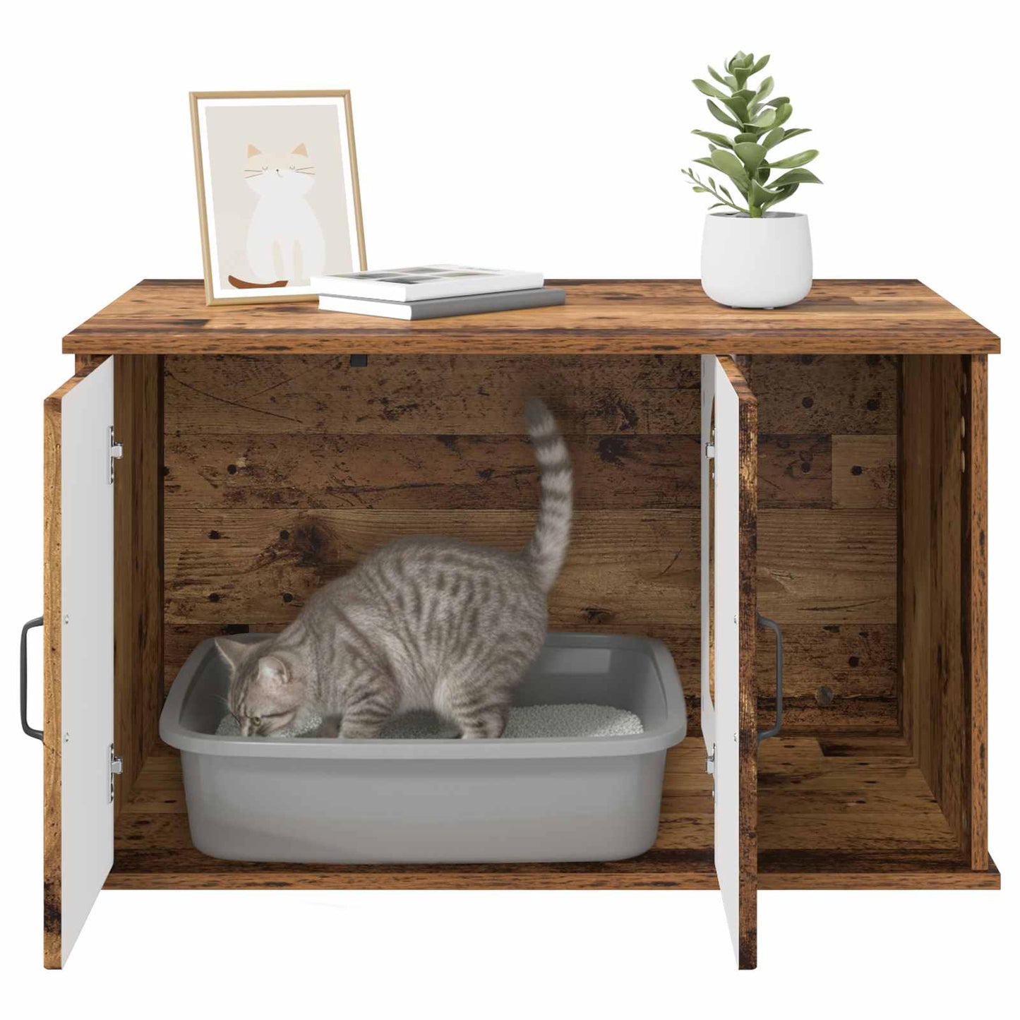 Cat House Old Wood 85 x 55 x 50 cm Engineered Wood