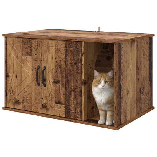 Cat House Old Wood 85 x 55 x 50 cm Engineered Wood