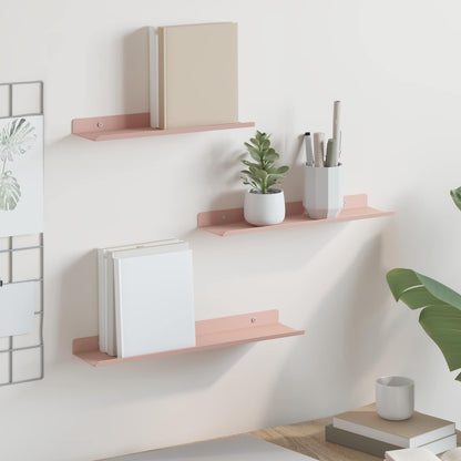 Floating Shelf Wall-mounted 3 pcs Pink 40 x 9 x 2.5 cm Steel