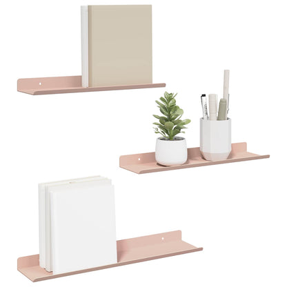 Floating Shelf Wall-mounted 3 pcs Pink 40 x 9 x 2.5 cm Steel