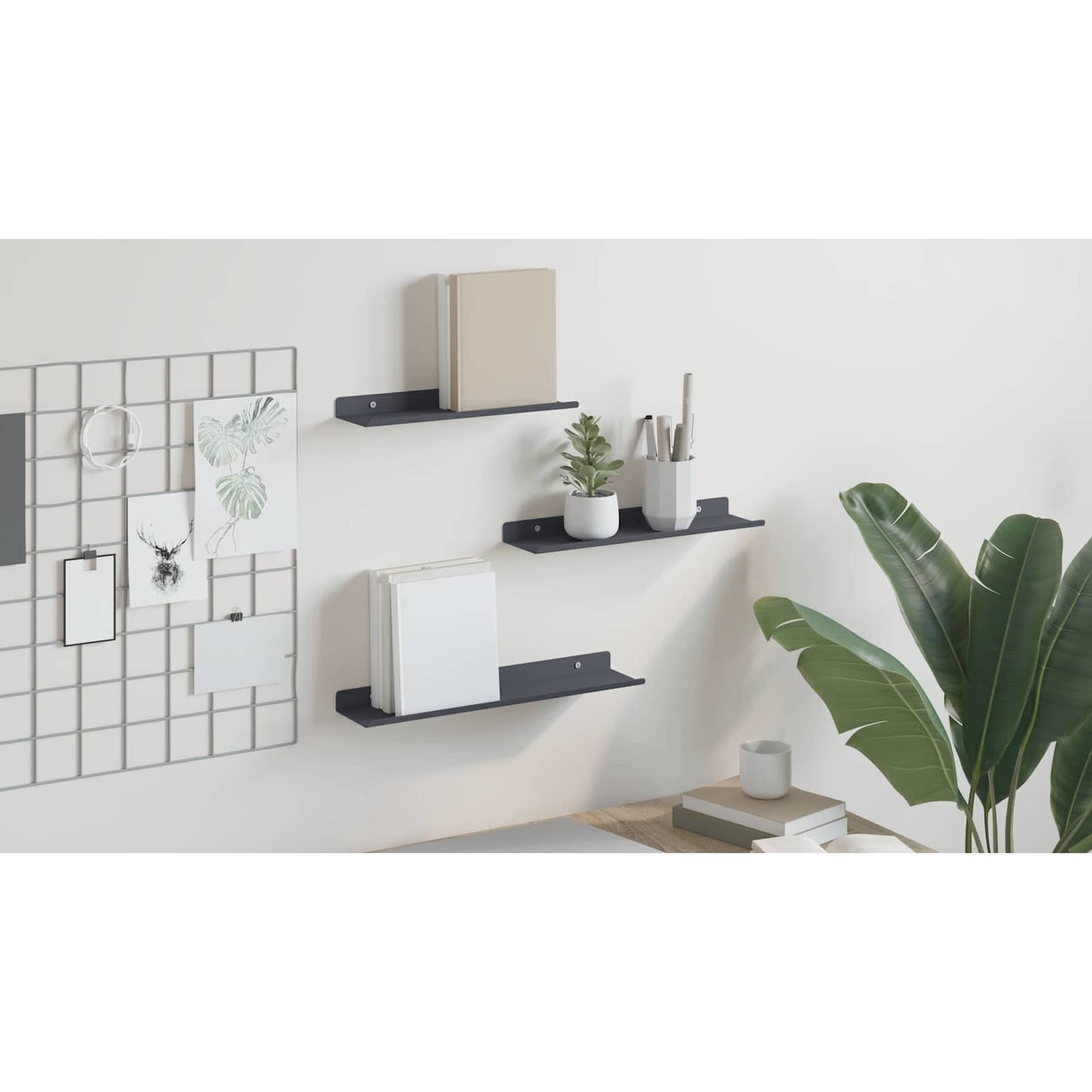 Floating Shelf 3 pcs Anthracite 40 x 9 x 2.5 cm Steel