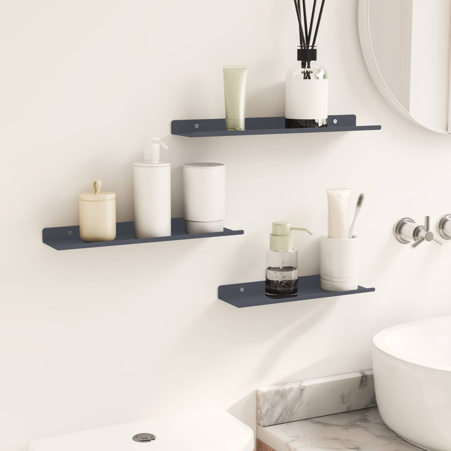 Floating Shelf 3 pcs Anthracite 40 x 9 x 2.5 cm Steel