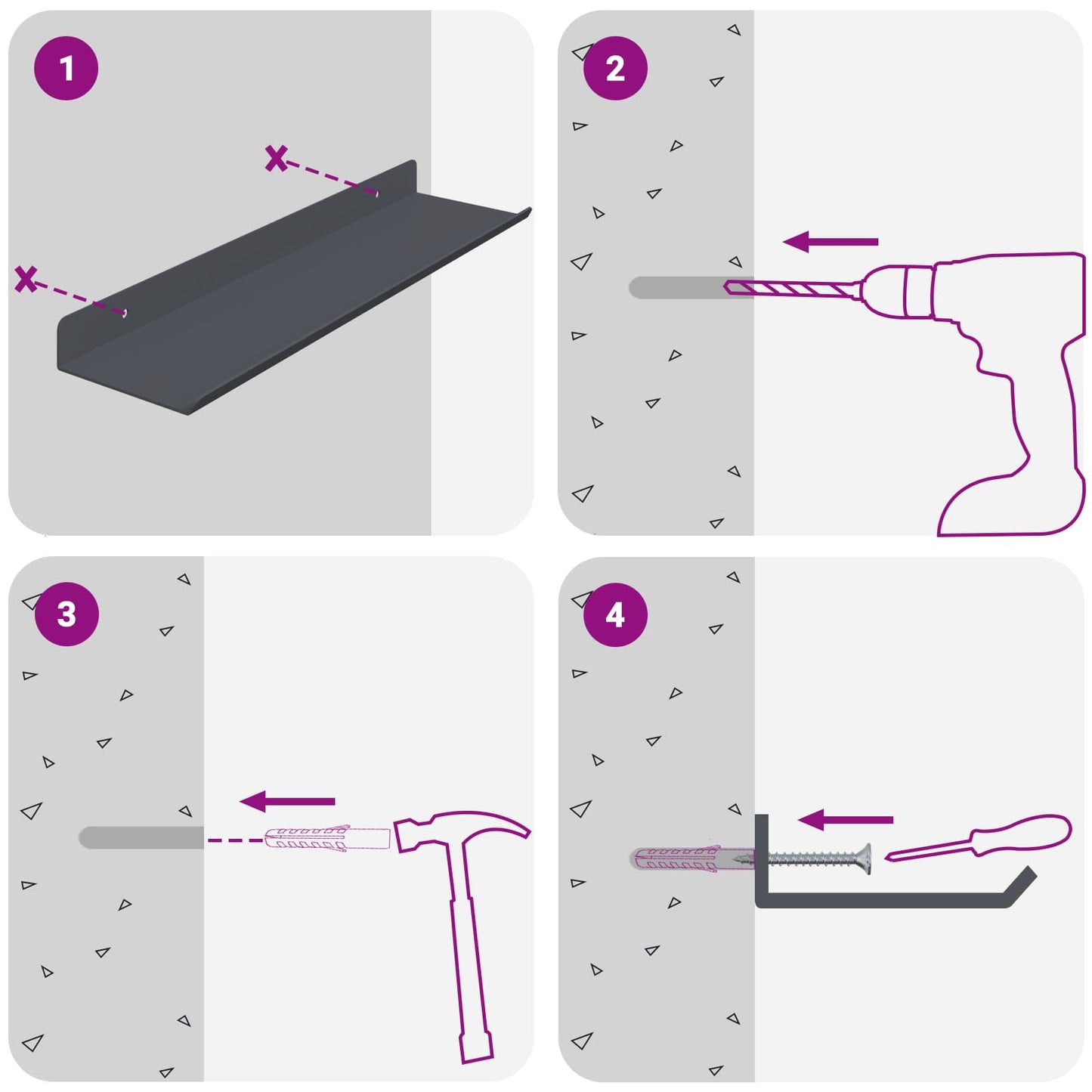 Floating Shelf 3 pcs Anthracite 40 x 9 x 2.5 cm Steel
