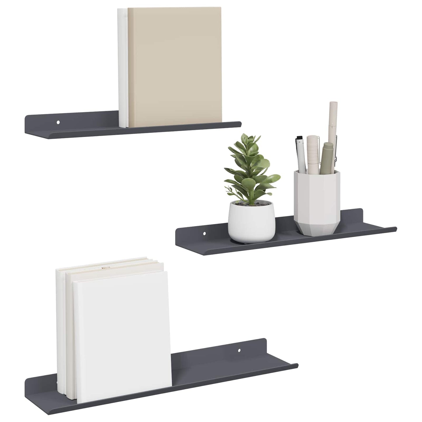 Floating Shelf 3 pcs Anthracite 40 x 9 x 2.5 cm Steel