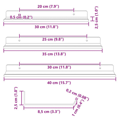 Floating Shelf 3 pcs Anthracite 40 x 9 x 2.5 cm Steel