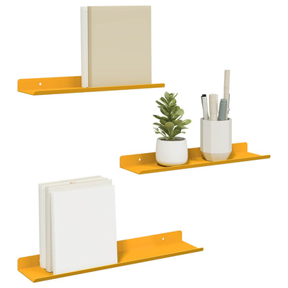 Floating Shelf 3 pcs Mustard Yellow 40 x 9 x 2.5 cm Steel