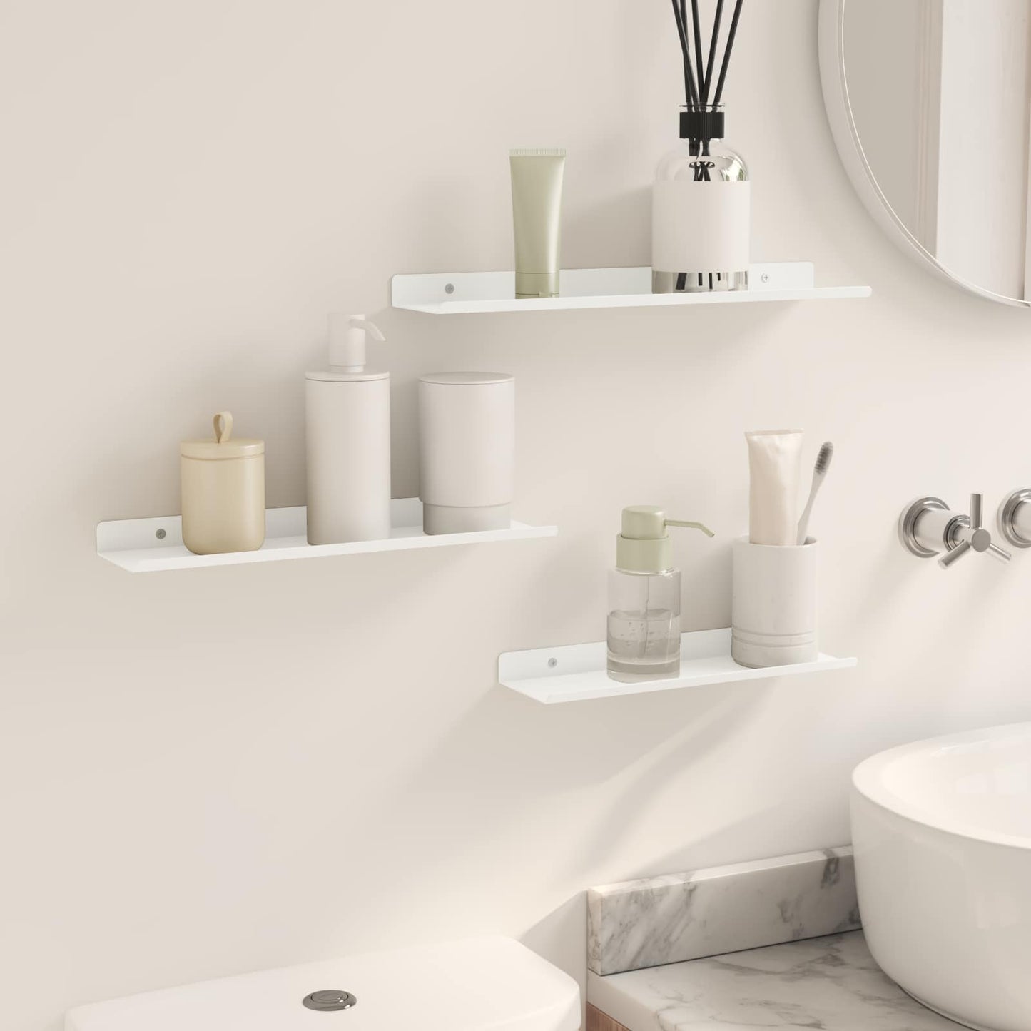 Floating Shelf Wall-Mounted 3 pcs White 40 x 9 x 2.5 cm Steel