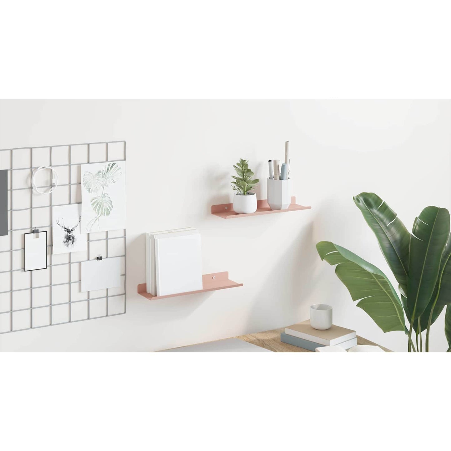 Floating Shelf Wall-mounted 2 pcs Pink 30 x 9 x 2.5 cm Steel