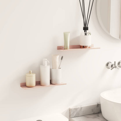Floating Shelf Wall-mounted 2 pcs Pink 30 x 9 x 2.5 cm Steel