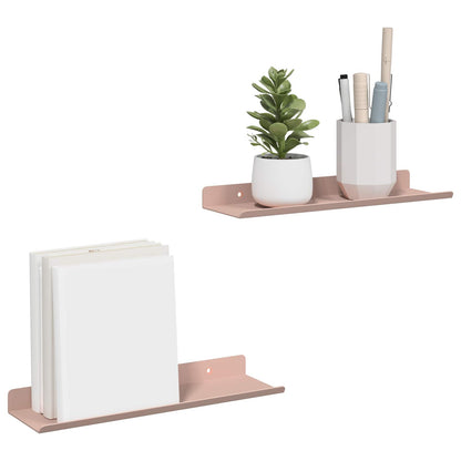 Floating Shelf Wall-mounted 2 pcs Pink 30 x 9 x 2.5 cm Steel