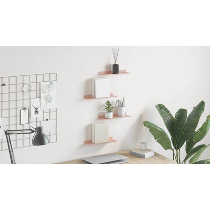 Floating Shelf Wall-mounted 4 pcs Pink 30 x 9 x 2.5 cm Steel