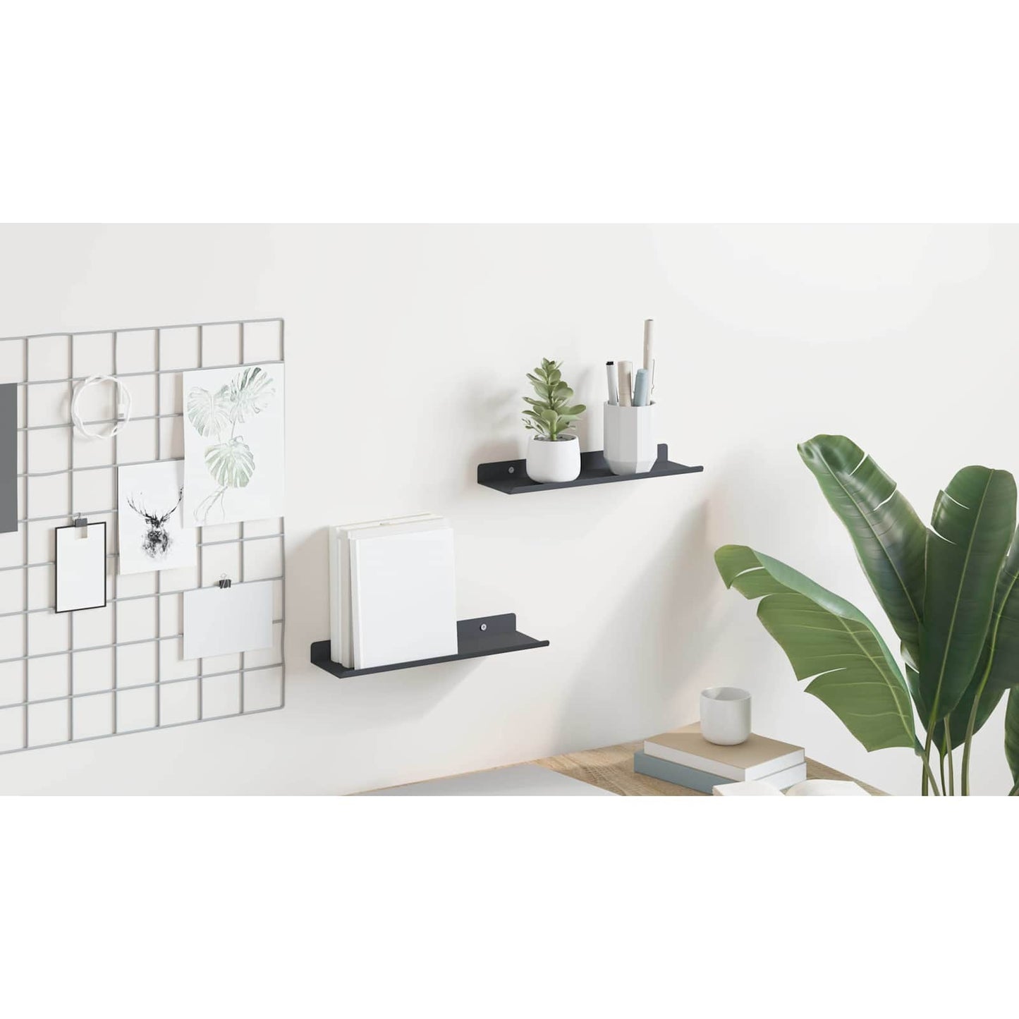 Floating Shelf 2 pcs Anthracite 30 x 9 x 2.5 cm Steel