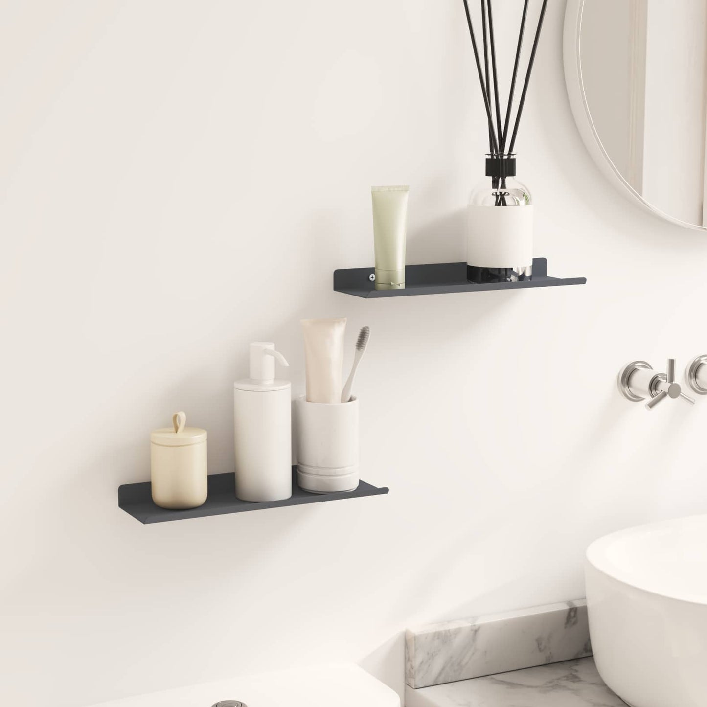 Floating Shelf Wall-Mounted 2 pcs Anthracite 30 x 9 x 2.5 cm