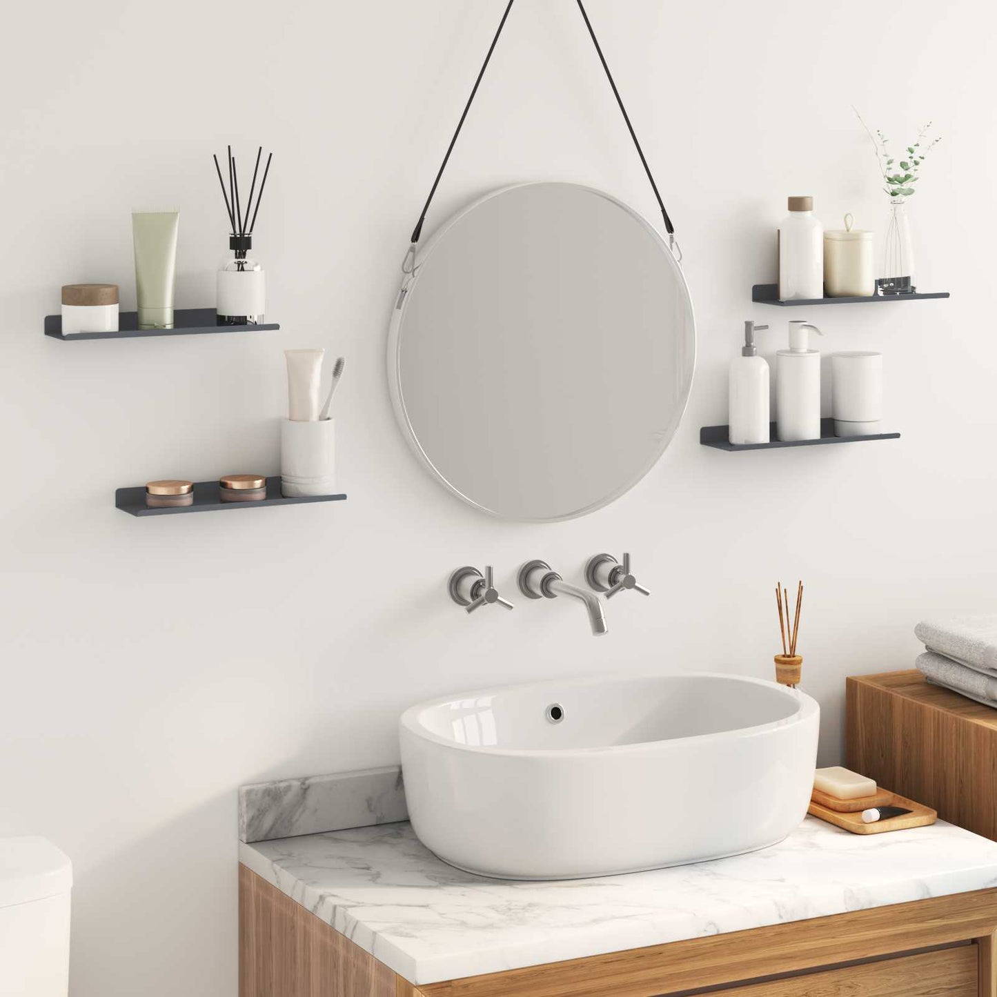 Floating Shelf 4 pcs Anthracite 30 x 9 x 2.5 cm Steel