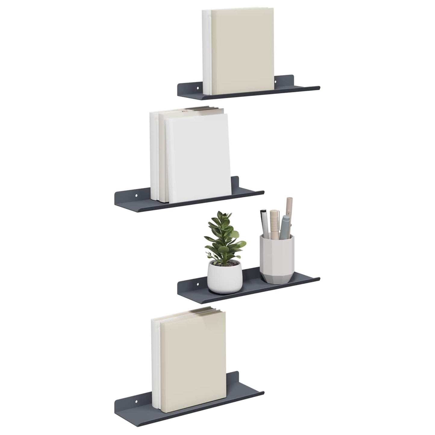 Floating Shelf 4 pcs Anthracite 30 x 9 x 2.5 cm Steel