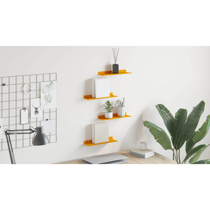 Floating Shelf 4 pcs Mustard Yellow 30 x 9 x 2.5 cm Steel