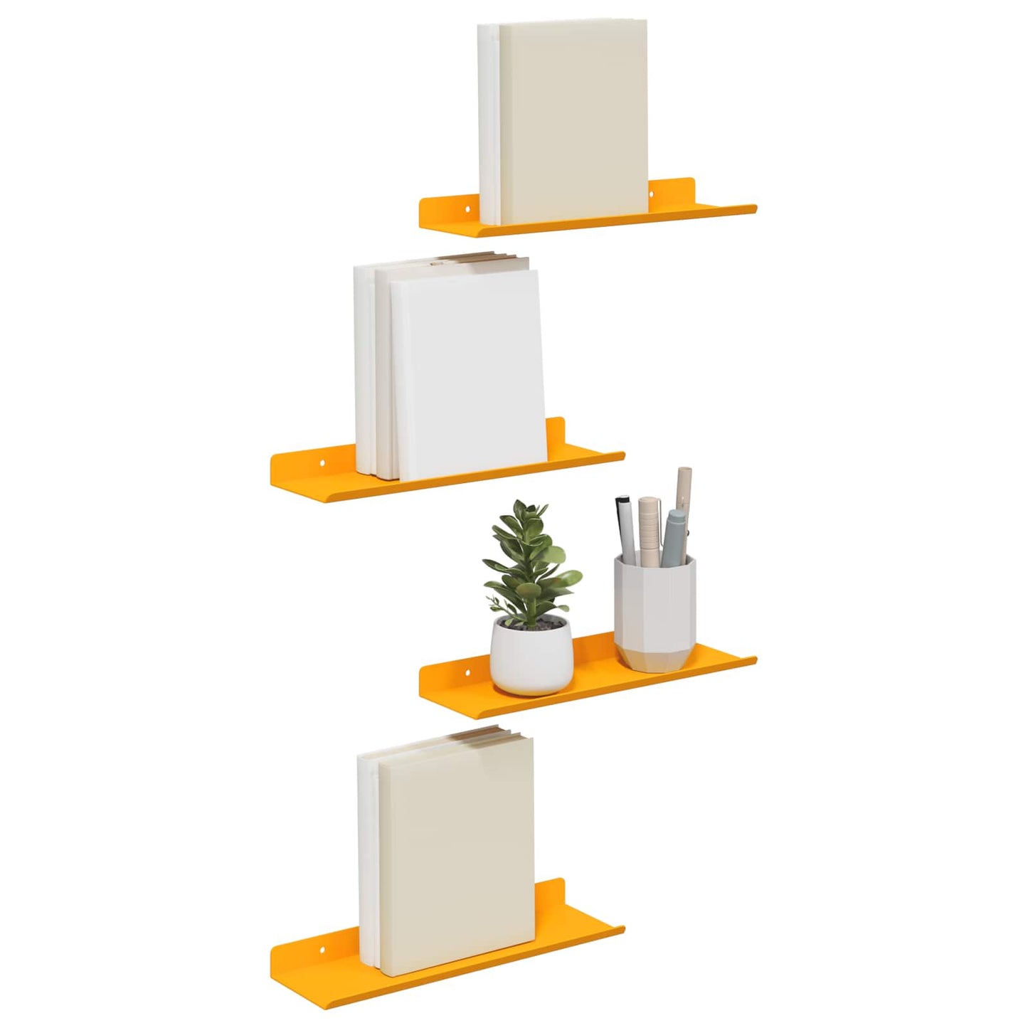 Floating Shelf 4 pcs Mustard Yellow 30 x 9 x 2.5 cm Steel
