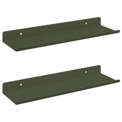 Floating Shelf 2 pcs Olive Green 30 x 9 x 2.5 cm Steel