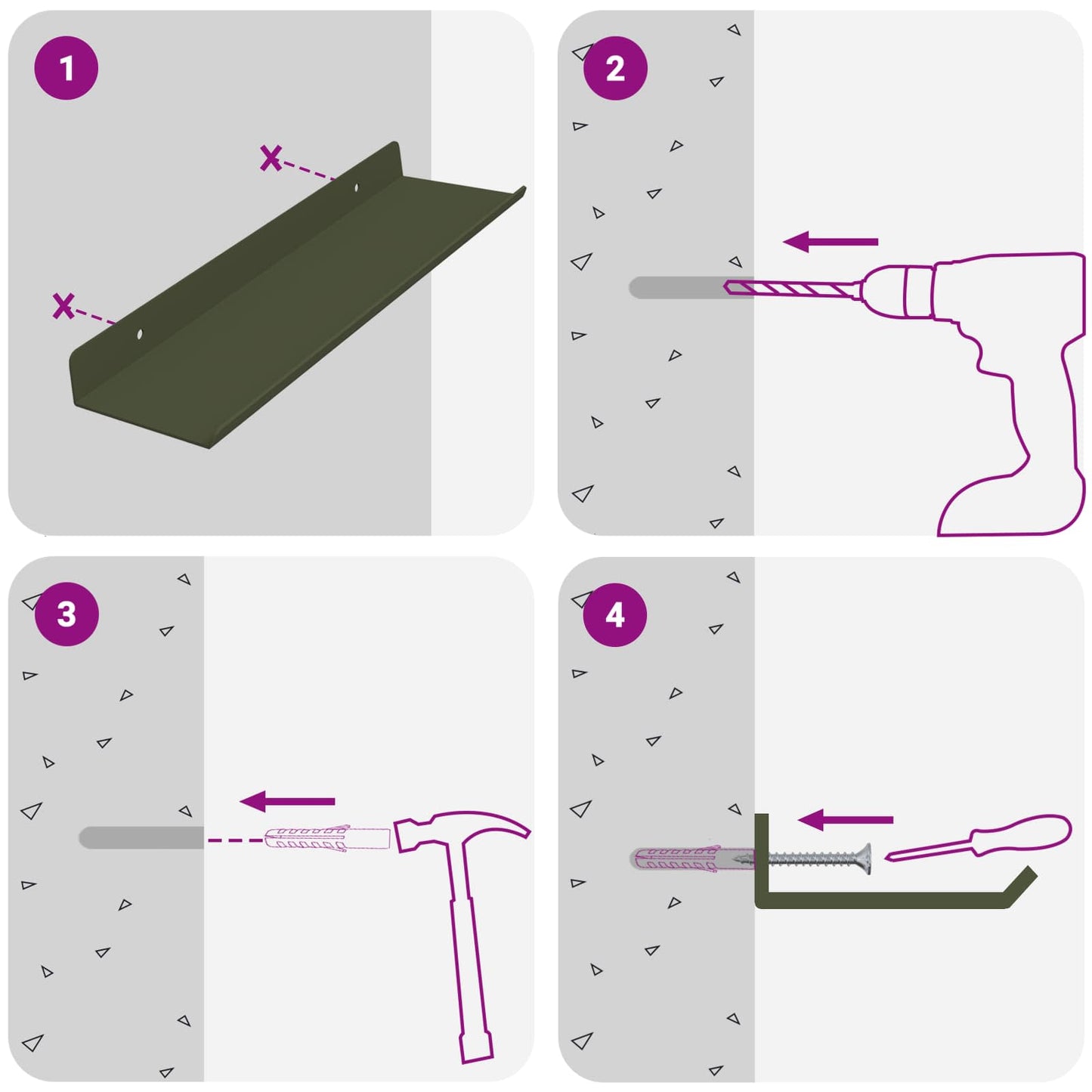 Floating Shelf 2 pcs Olive Green 30 x 9 x 2.5 cm Steel