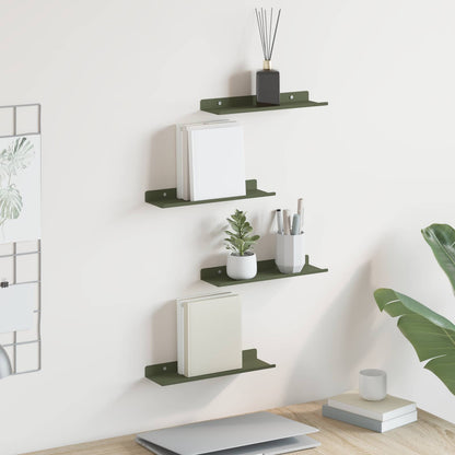 Floating Shelf 4 pcs Olive Green 30 x 9 x 2.5 cm Steel