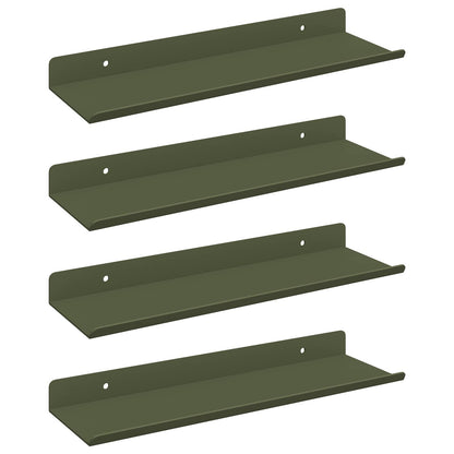 Floating Shelf 4 pcs Olive Green 30 x 9 x 2.5 cm Steel