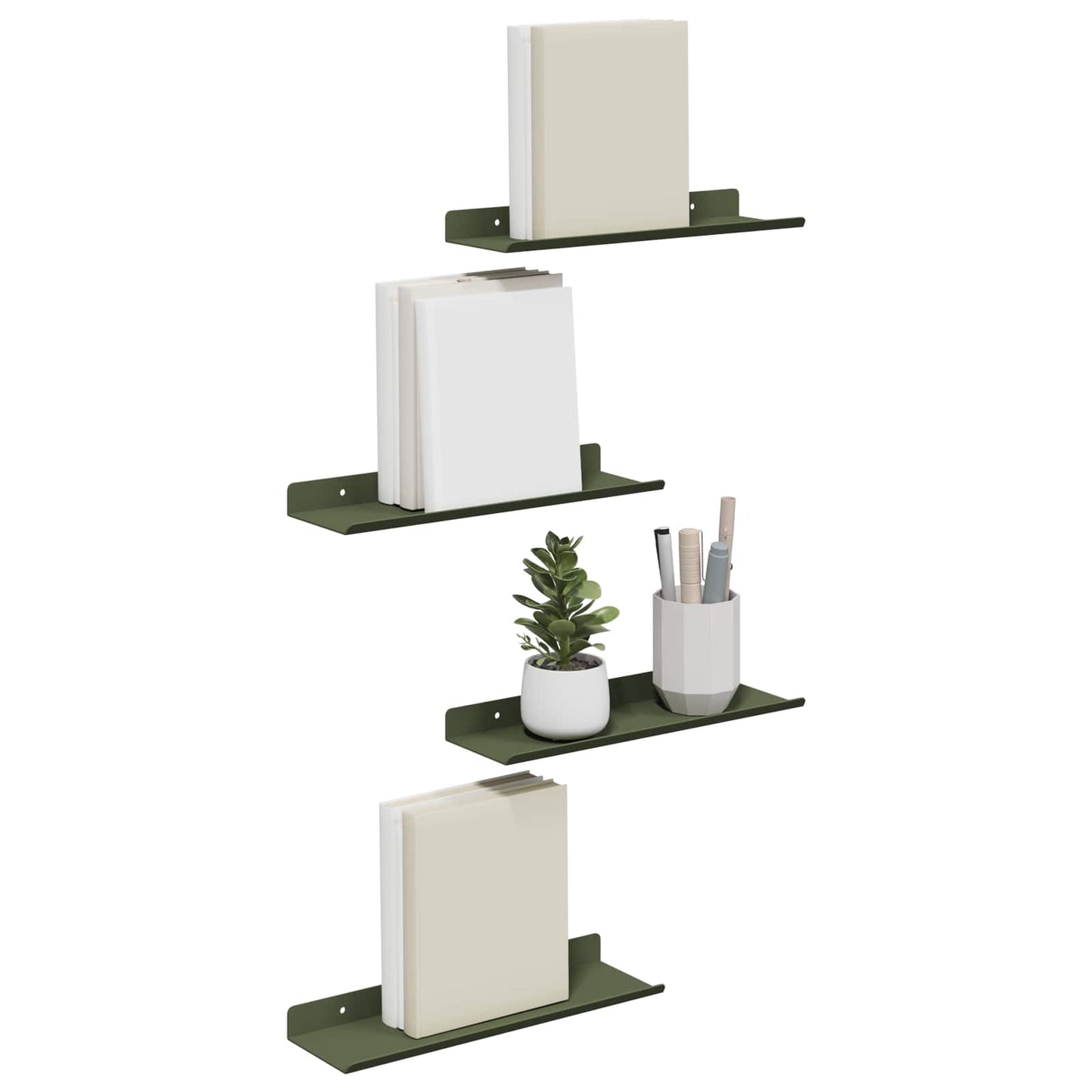 Floating Shelf 4 pcs Olive Green 30 x 9 x 2.5 cm Steel