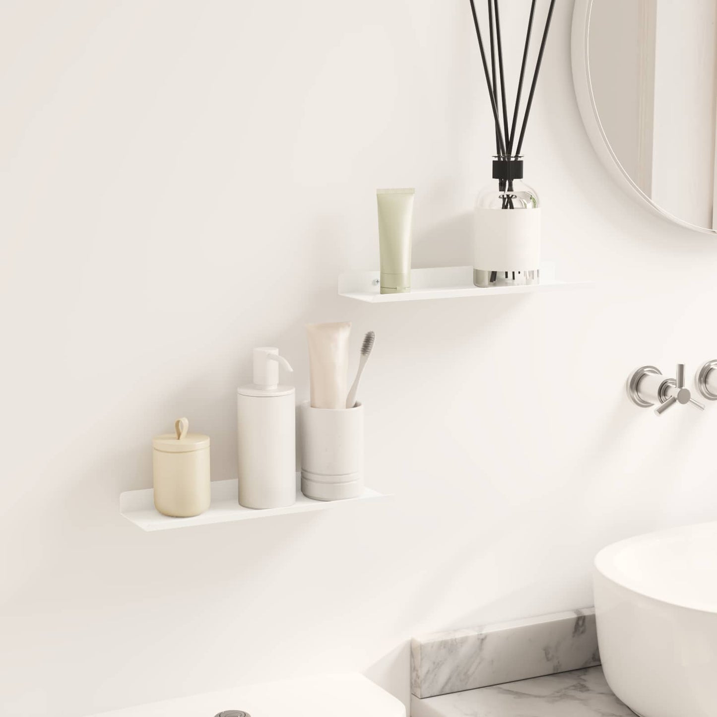 Floating Shelf Wall-mounted 2 pcs White 30 x 9 x 2.5 cm Steel