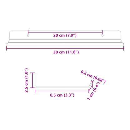 Floating Shelf Wall-mounted 2 pcs White 30 x 9 x 2.5 cm Steel