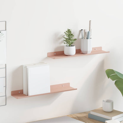 Floating Shelf Wall-mounted 2 pcs Pink 40 x 8.5 x 2.5 cm Steel