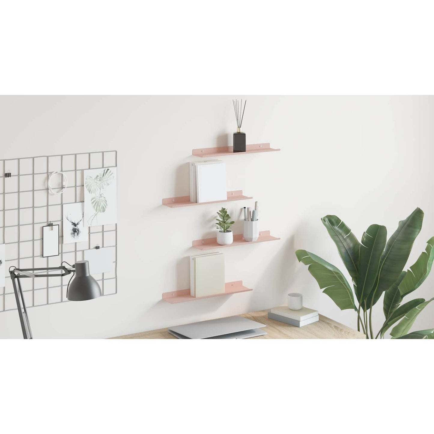 Floating Shelf Wall-mounted 4 pcs Pink 40 x 8.5 x 2.5 cm Steel